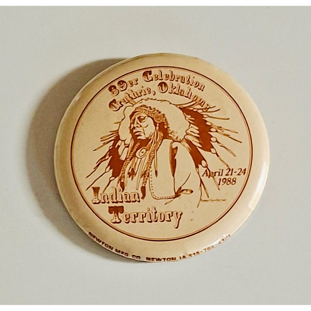 1988 Guthrie Oklahoma 89er Celebration Indian Territory Pinback Button 2"